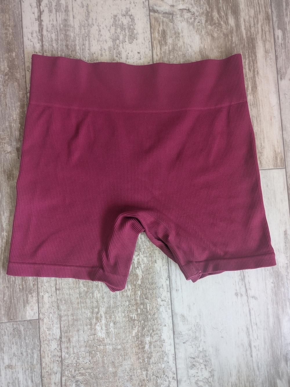 wild fable Ribbed High-Waist Bike Shorts in Berry